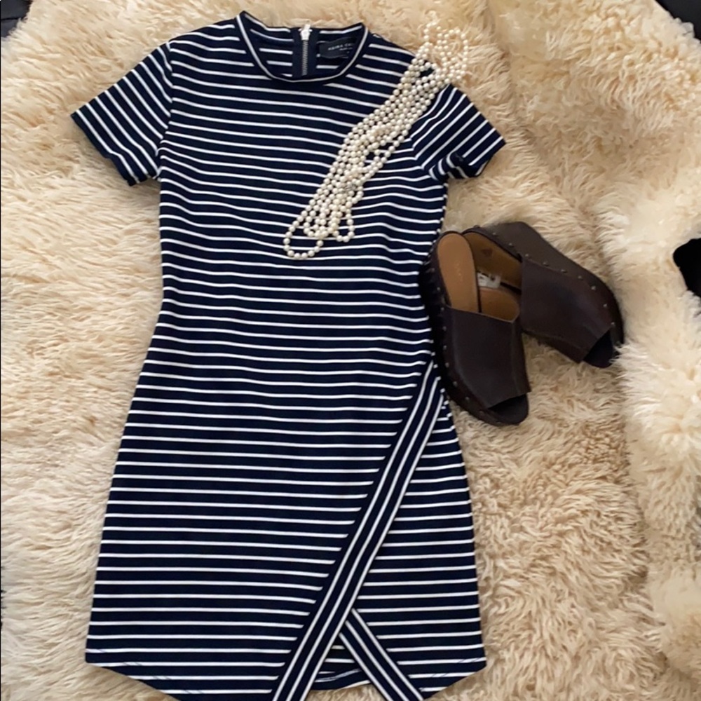 Akira Chicago Black Label Navy White Striped Dress